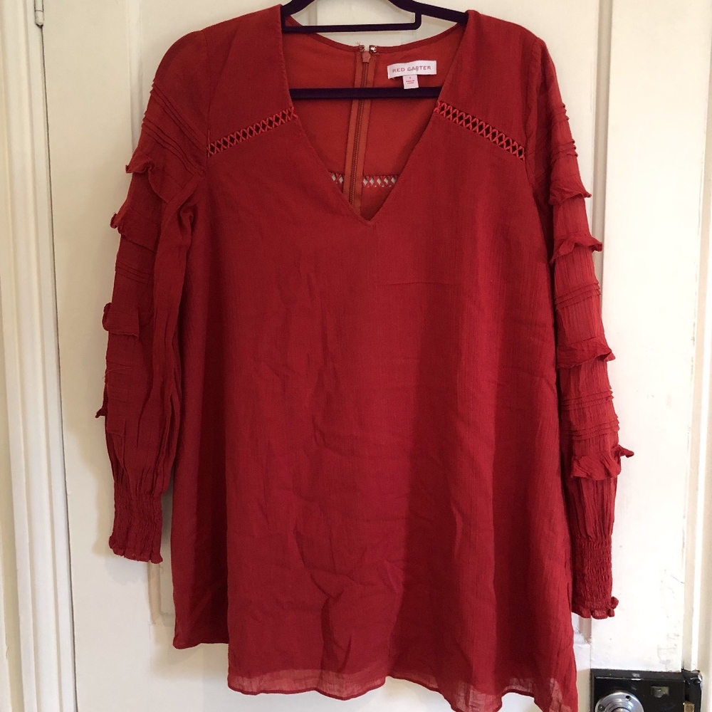 Burnt Red Long Sleeve Dress